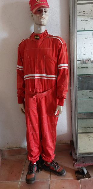 Racing suit with Ferrari colors