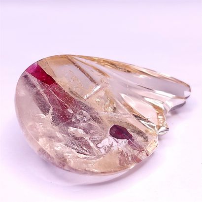  Inclusion quartz with a watermelon tourmaline in the center of the quartz - Polished...