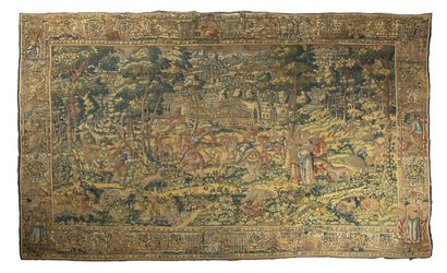 null Important panneau de tapisserie d'Audenarde (Flandres), du milieu du XVIe siècle,...