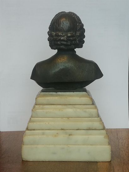 null Jean Antoine HOUDON (1741-1828) D'Après Jean Jacques ROUSSEAU. Buste en bronze,...