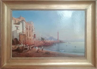 null Sylvestre Chtchedrine (1791/1830) Attribué à. La baie de Naples. Huile sur toile...