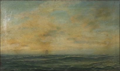 null 
École Arménienne. Ivan AÏVAZOVSKY (1817-1900) Attribué à. Navire à l’horizon,...