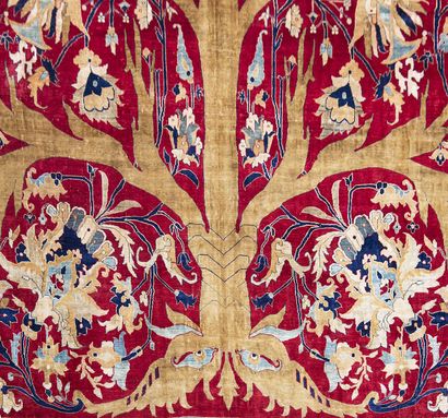 null Important and extraordinary HÉRIZ "Wak-Wak" entirely woven of silk, work executed...