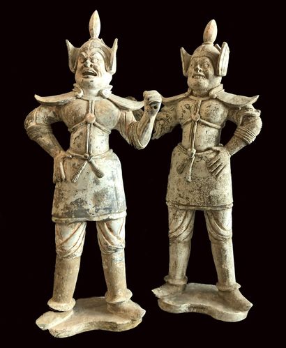 Pair of Great Lokapalas, protectors of burial,...