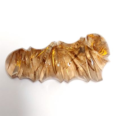 null Smoky quartz with golden rutile inclusion - Polished and highlighted by the...