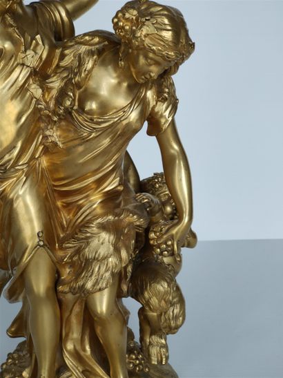 null CLODION (1738-1814) - D'après. Danseuse au Tambourin - bronze doré, superbe...