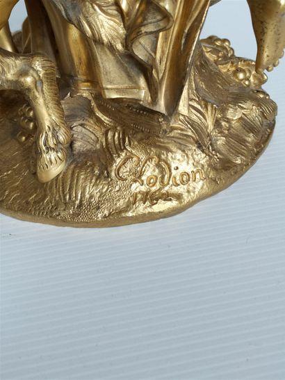 null CLODION (1738-1814) - After. Dancer with Tambourine - gilded bronze, superb...