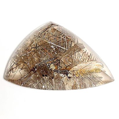 QUARTZ RUTILE - 92.10 carats Quartz with silver rutile inclusion - Polished and highlighted...