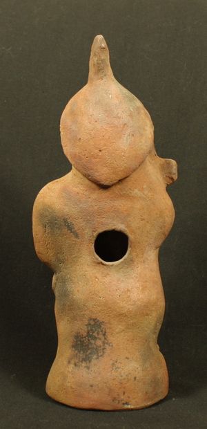 null Harpocrates in terracotta represented wearing a Phrygian cap with a long lock...