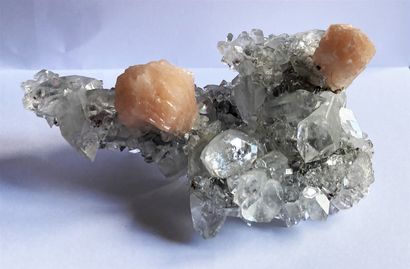 null Apophyllite and Stilbite from Poona, India, 12.5 cm, the largest Stilbite crystal...