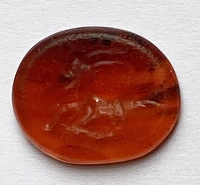 null Intaille italique en agate cornaline gravée du signe du zodiaque : Capricorne....