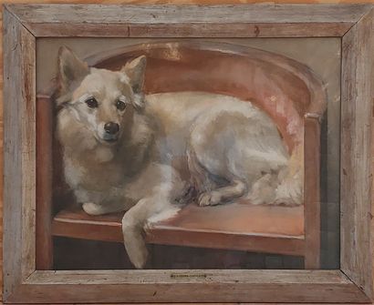 null Jean Albert GRAND CARTERET (1903-1954) Portrait du chien. Pastel, signé en bas...
