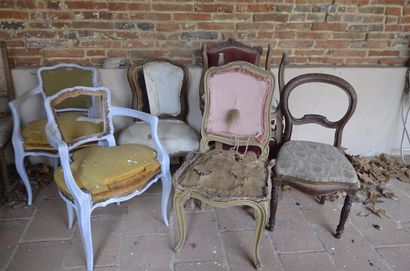 2 cabriolet armchairs Louis XV style + 5...