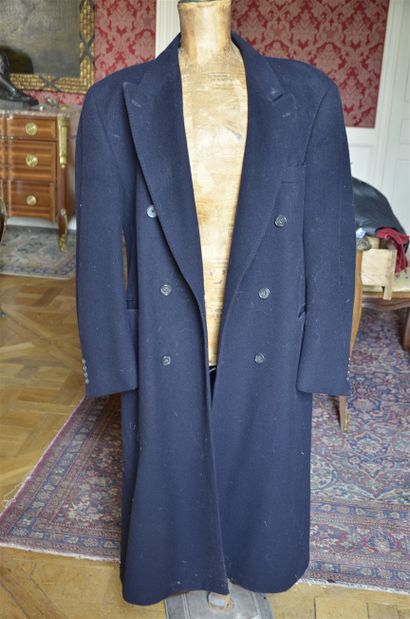 null Man's wool and cashmere redingote, navy blue. T. 54