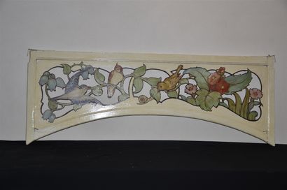 Pair of decorative panels in cut and painted...