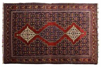 null Tapis SENNEH sur chaines multicolores et trames en soie (Perse), fin du 19e...