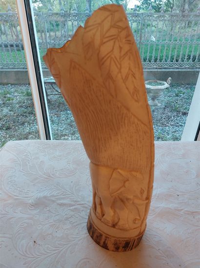 Carved tusk. Africa. Ht. 45 cm