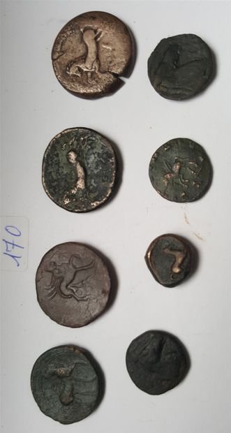 null Lot de 8 monnaies en bronze de Carthage