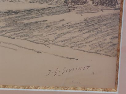 null JG GOULINAT (1883-1972) Landscape towards Caussade, drawing. Signed lower right....