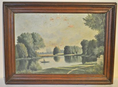 null H. BRAGARD. Landscape. 2 oils on panel. 45 x 31 cm. Signed lower left + Lot...