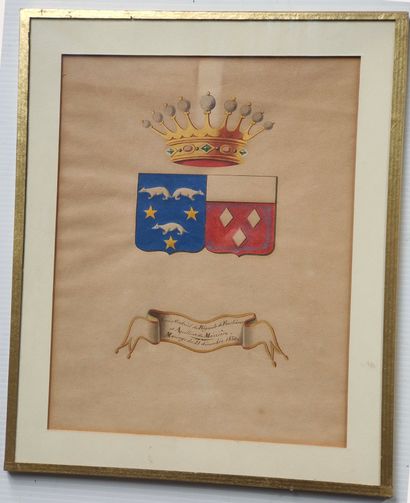 Coat of arms with central crown. Louis de...