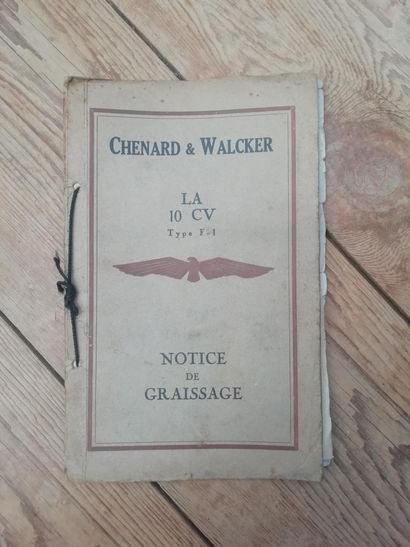 CHENARD ET WALCKER. Lubrication manual 10hp...
