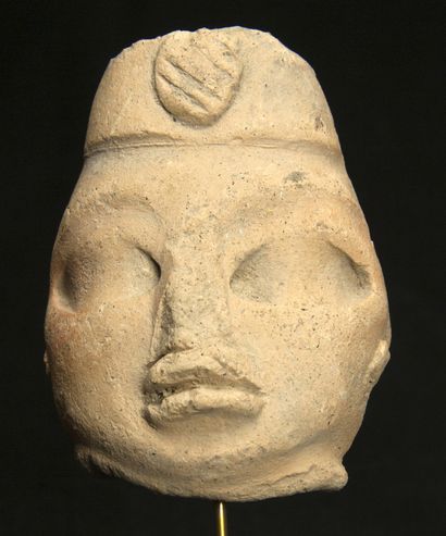 Head of a terracotta statuette. Olmec, 1500-600...