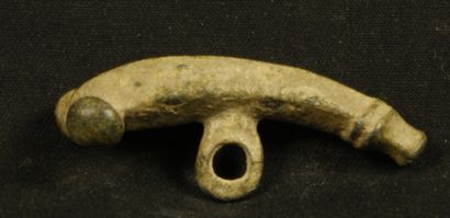 Bronze pendant in the shape of a phallus....