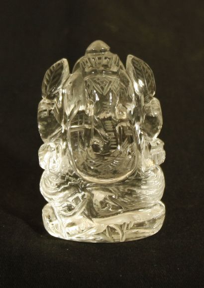 null Statuette de Ganesh sculptée en cristal de roche .H :6,2cm 75,3g.