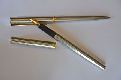 null Lot de 4 stylos: Stylo plume et Bic Waterman, métal argenté et plaqué or + Stylo...