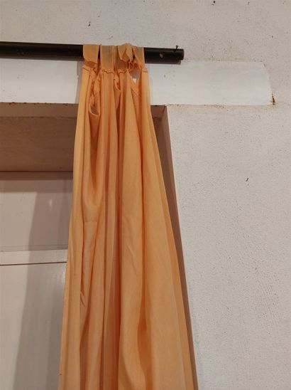 null Pair of curtains in orange yellow fabric. Ht. 245cm, Width 150cm