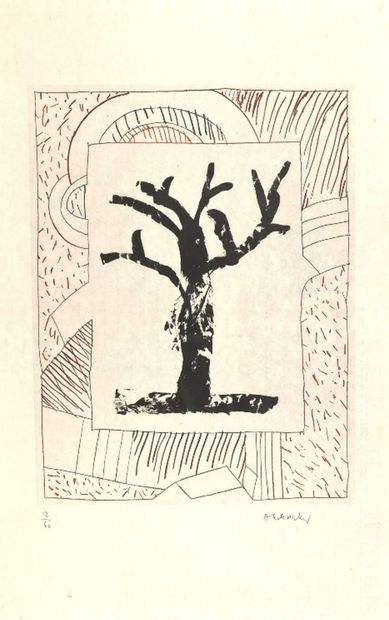 Pierre Alechinsky - Arbre central au rouge, 1993 Etching and aquatint on Taiwan paper,...