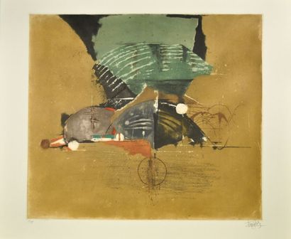 Johnny Friedlaender (1912-1992) - Composition I Color etching and aquatint on vellum
Signed...