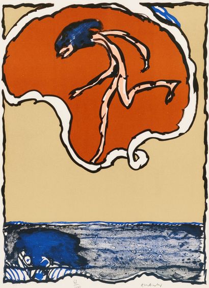 Pierre Alechinsky (1927- ) - Worldly Flying Object, 1978 Color lithograph on wove...