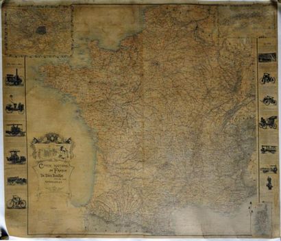 null Carte de France de Dion BOUTON. Murale, gravée par P. VAVASSEUR. Vers 1900,...