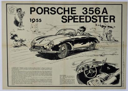 null JIDHEM. Porsche 356A Speedster. Entoilé. 43x60cm