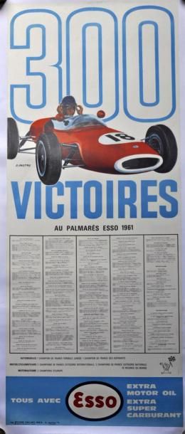null P. PASTRE. 300 Victoires Esso 1961 avec Ferrari, etc. Affiche entoilée. 113...