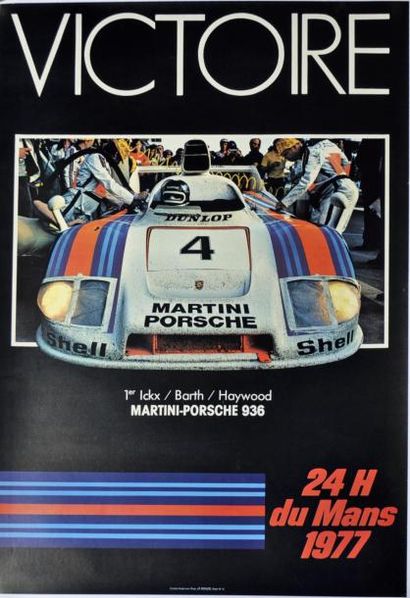 null Porsche: Victoire aux 24 H du Mans 1977. Affiche entoilée. 100x77cm