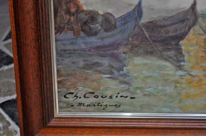 Ch. COUSIN Martigues. Huile sur toile, signée en bas à gauche. 50x100cm