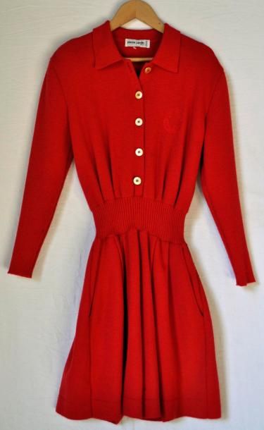 PIERRE CARDIN Paris Robe en laine mélangé, couleur rouge vif, manches longues
