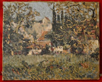 Jehan LE LIEPVRE (1868-1921) Le village. Huile sur toile signée en bas à droite....