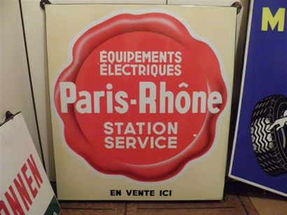Plaque PARIS-RHONE station service rouge...