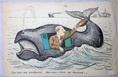 null SEM. New York - Paris en baleine lithographie