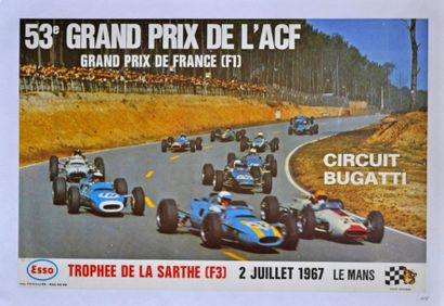 GP de France F1, Le Mans 1967. Affiche entoilée....