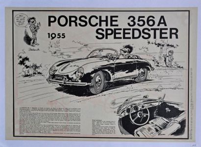 null JIDEHEM. Porsche 356A Speedster. Affiche entoilée. 43x60cm
