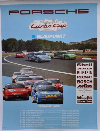 null Porsche 944 Turbo Cup 1989. Affiche entoilée. 102x78cm