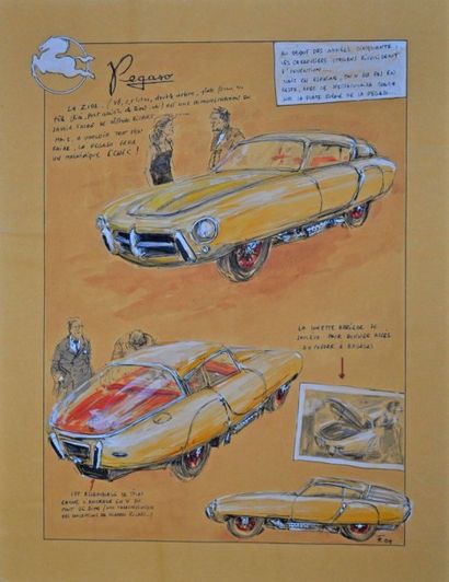 null François CHEVALIER. Pegaso Z102. Aquarelle signée en bas à droite et datée 09....