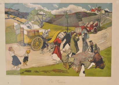 Lucien Faure En panne épreuve copyright 1903. 52x70cm