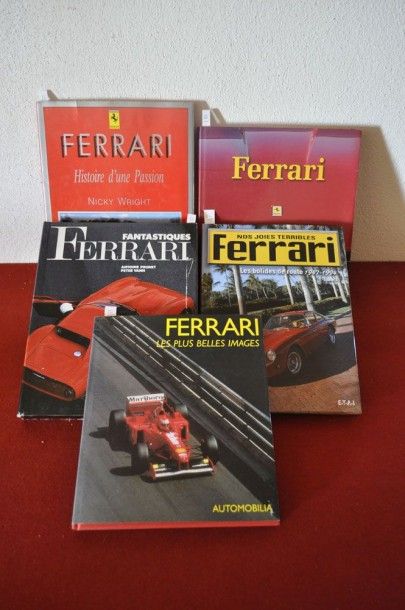 FERRARI Lot de 5 livres "Ferrari, Histoire d'une passion" par N. Wright, Ed. 1990...