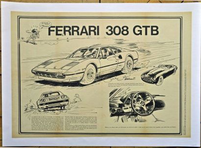 JIDEHEM Ferrari 308 GTB Affiche entoilée. 43x61cm